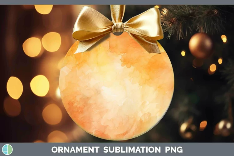 Watercolor Light Orange Ornament Sublimation Bauble Designs
