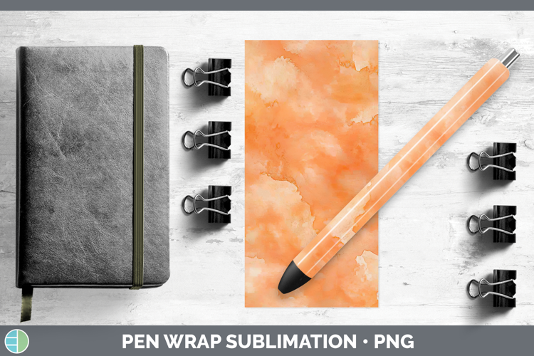 Watercolor Light Orange Pen Wrap Sublimation Pen Designs