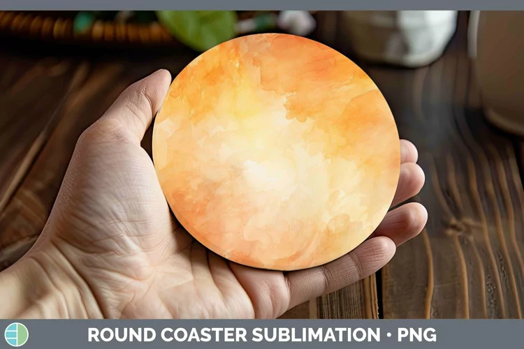 Watercolor Light Orange Round Coaster Sublimation Coaster De