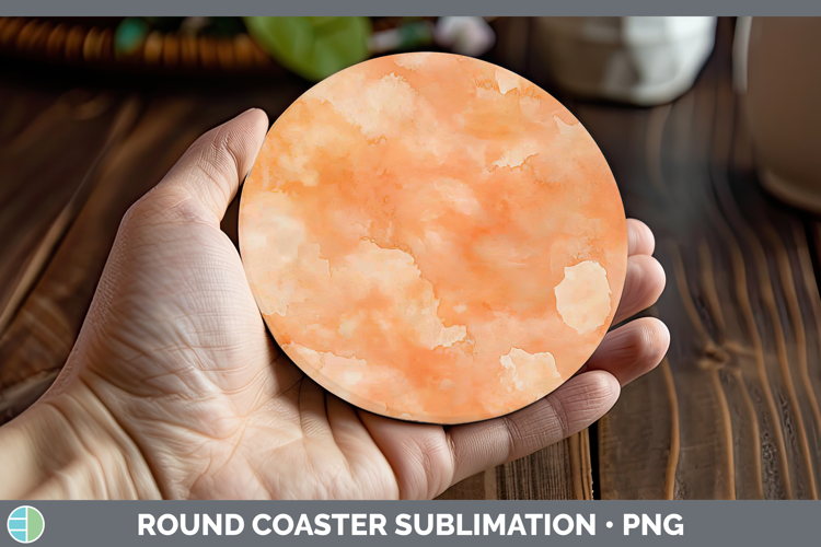 Watercolor Light Orange Round Coaster Sublimation Coaster De