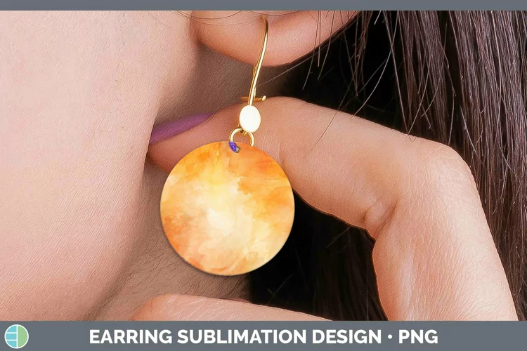 Watercolor Light Orange Round Earrings Sublimation Earrings
