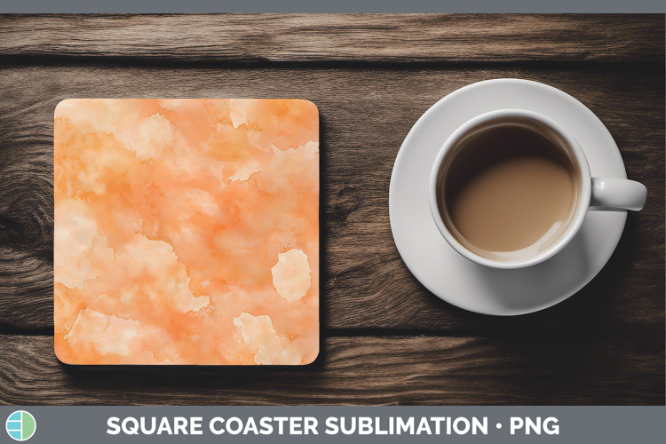 Watercolor Light Orange Square Coaster Sublimation Coaster D