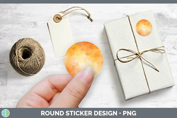 Watercolor Light Orange Stickers | Round Labels Designs