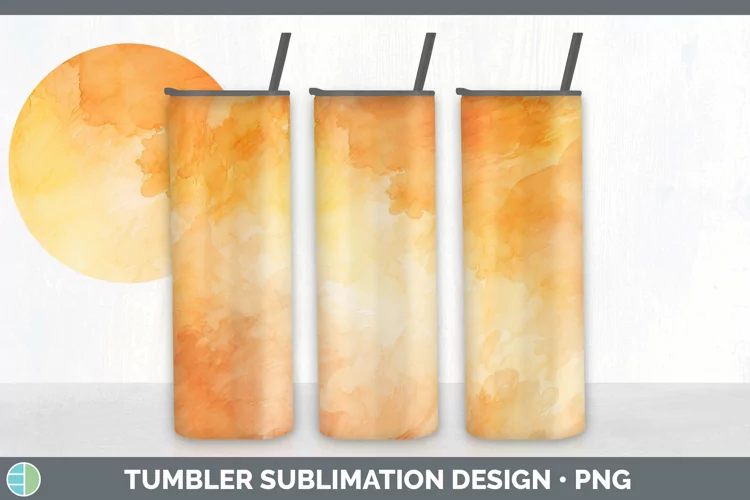Watercolor Light Orange Tumbler Sublimation 20 oz Skinny Tum