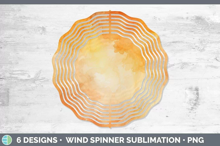 Watercolor Light Orange Wind Spinner Sublimation Spinner Des