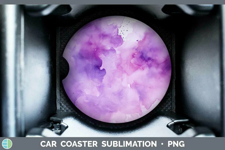 Watercolor Light Purple Car Coaster Sublimation Coaster Desi