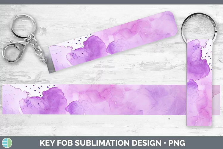 Watercolor Light Purple Key Fob Sublimation Wristlet Designs