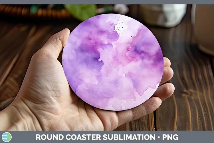 Watercolor Light Purple Round Coaster Sublimation Coaster De