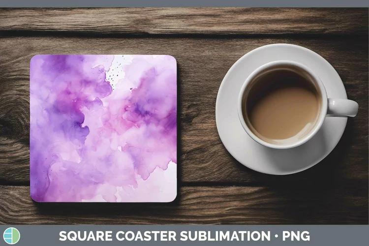 Watercolor Light Purple Square Coaster Sublimation Coaster D