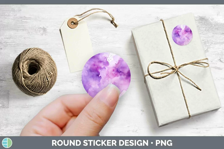 Watercolor Light Purple Stickers | Round Labels Designs