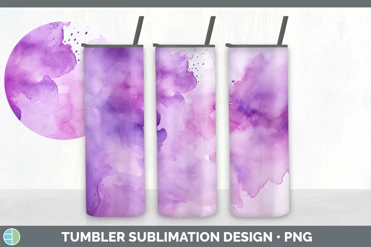Watercolor Light Purple Tumbler Sublimation 20 oz Skinny Tum