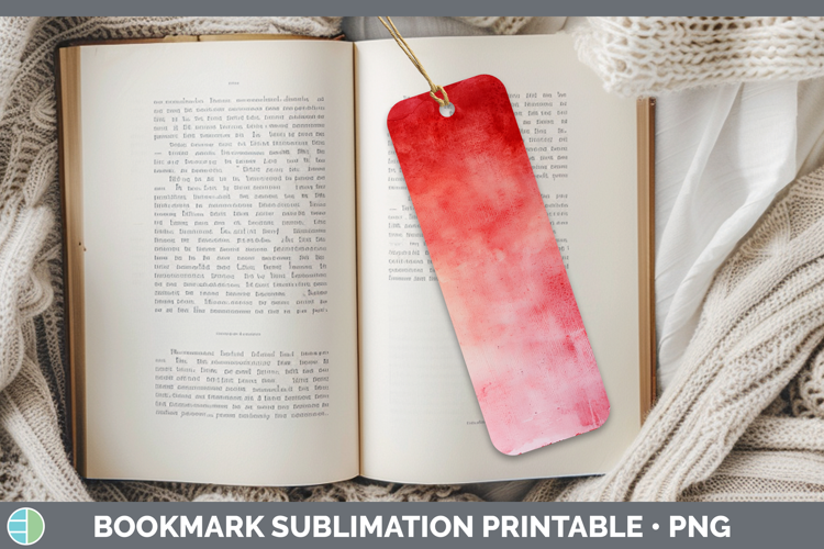 Watercolor Light Red Bookmark Sublimation Printable Designs
