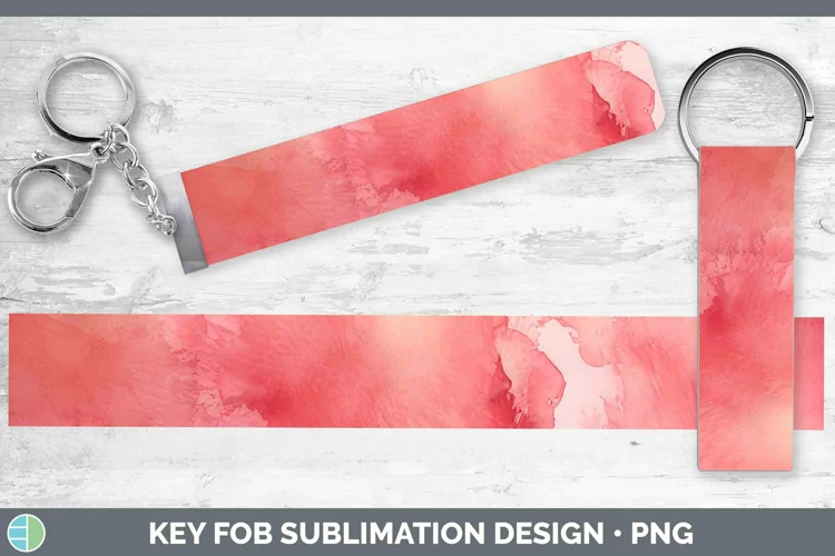 Watercolor Light Red Key Fob Sublimation Wristlet Designs