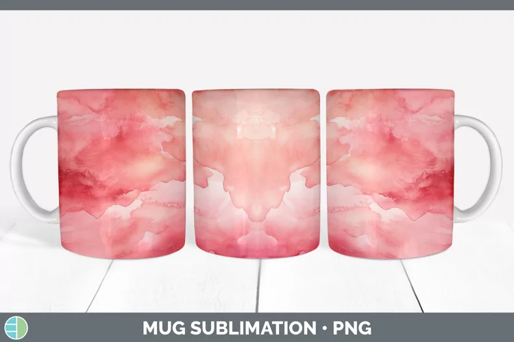Watercolor Light Red Mug Wrap Sublimation Coffee Cup Designs