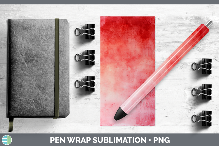 Watercolor Light Red Pen Wrap Sublimation Pen Designs