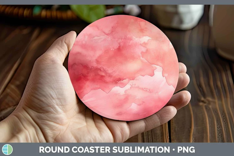 Watercolor Light Red Round Coaster Sublimation Coaster Desig