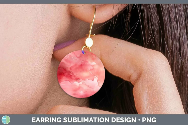 Watercolor Light Red Round Earrings Sublimation Earrings Des