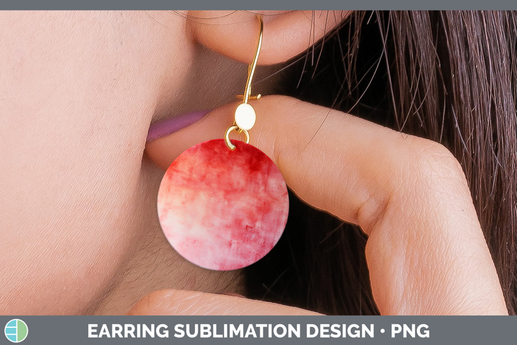 Watercolor Light Red Round Earrings Sublimation Earrings Des