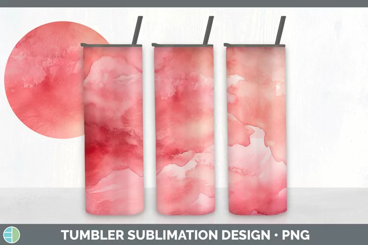 Watercolor Light Red Tumbler Sublimation 20 oz Skinny Tumble