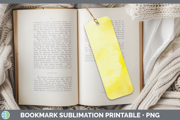Watercolor Light Yellow Bookmark Sublimation Printable Desig