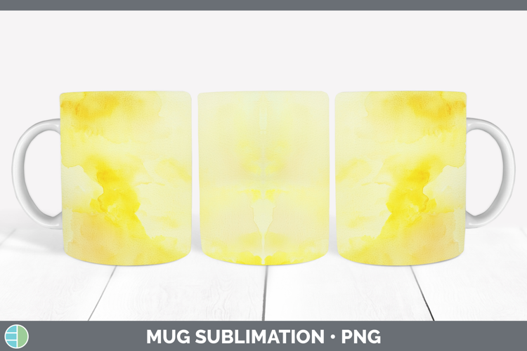 Watercolor Light Yellow Mug Wrap Sublimation Coffee Cup Desi