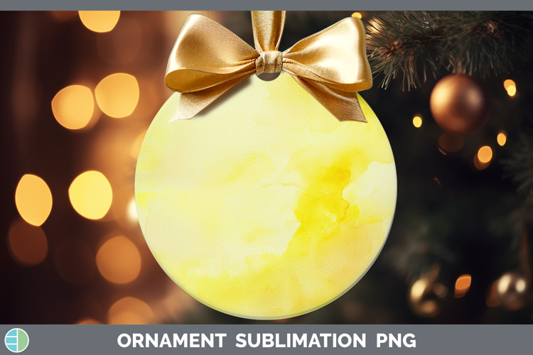 Watercolor Light Yellow Ornament Sublimation Bauble Designs