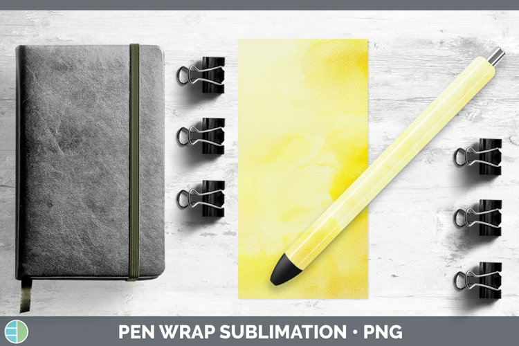 Watercolor Light Yellow Pen Wrap Sublimation Pen Designs