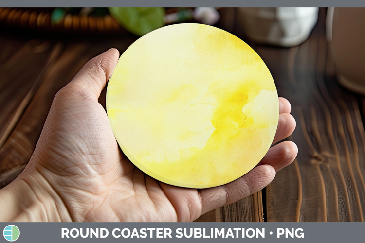Watercolor Light Yellow Round Coaster Sublimation Coaster De