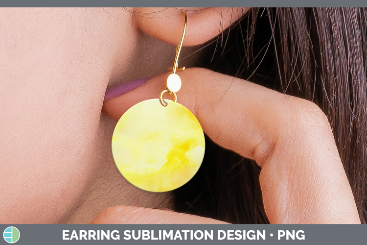Watercolor Light Yellow Round Earrings Sublimation Earrings