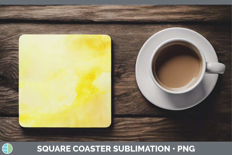 Watercolor Light Yellow Square Coaster Sublimation Coaster D