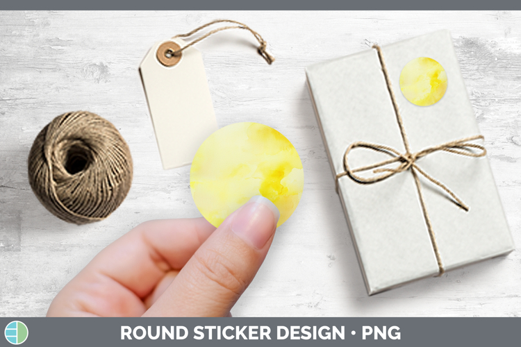 Watercolor Light Yellow Stickers | Round Labels Designs