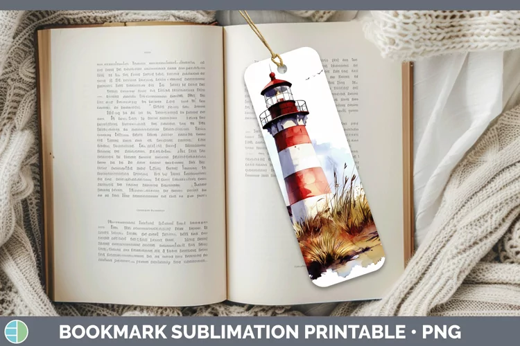 Watercolor Lighthouse Bookmark Sublimation Printable Designs