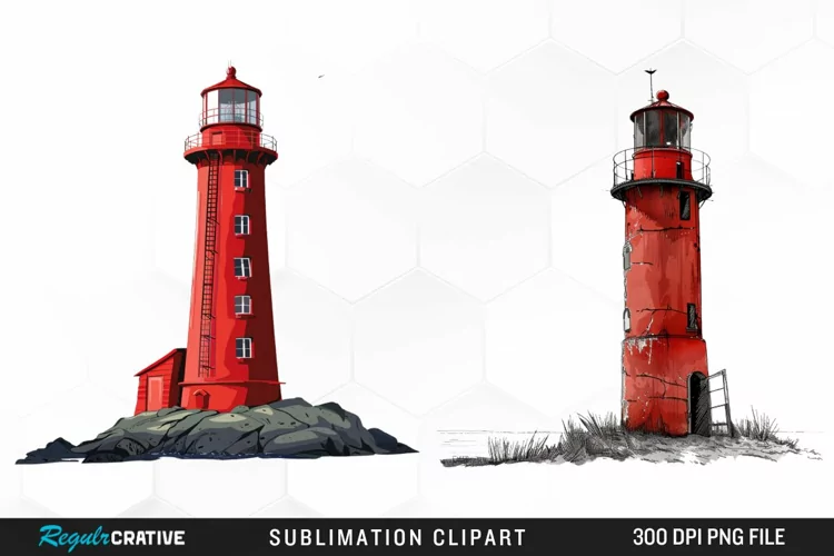 Watercolor Lighthouse Design Clipart
