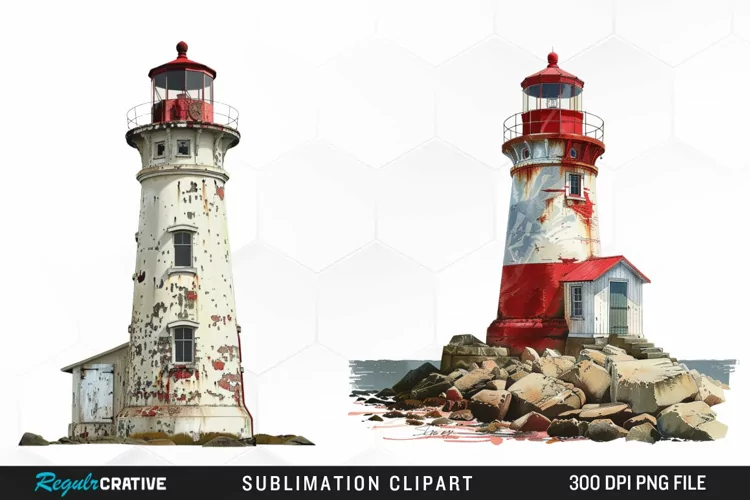 Watercolor Lighthouse Sublimation PNG Clipart