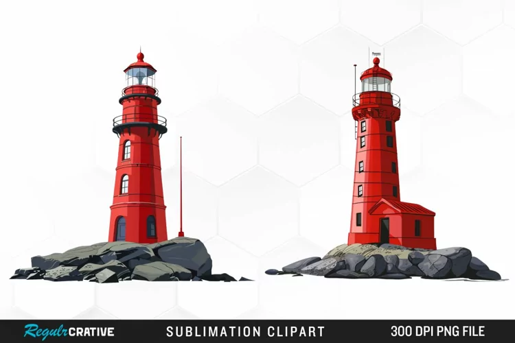 Watercolor Lighthouse Sublimation PNG Clipart