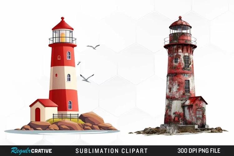Watercolor Lighthouse Design Clipart