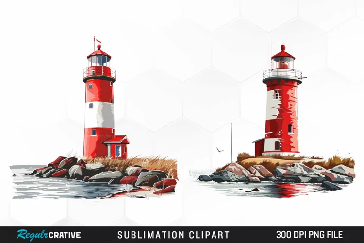 Watercolor Lighthouse Sublimation PNG Clipart