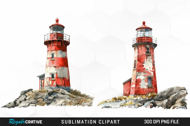 Watercolor Lighthouse Sublimation PNG Clipart