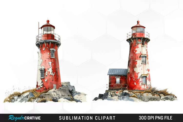 Watercolor Lighthouse Design Clipart