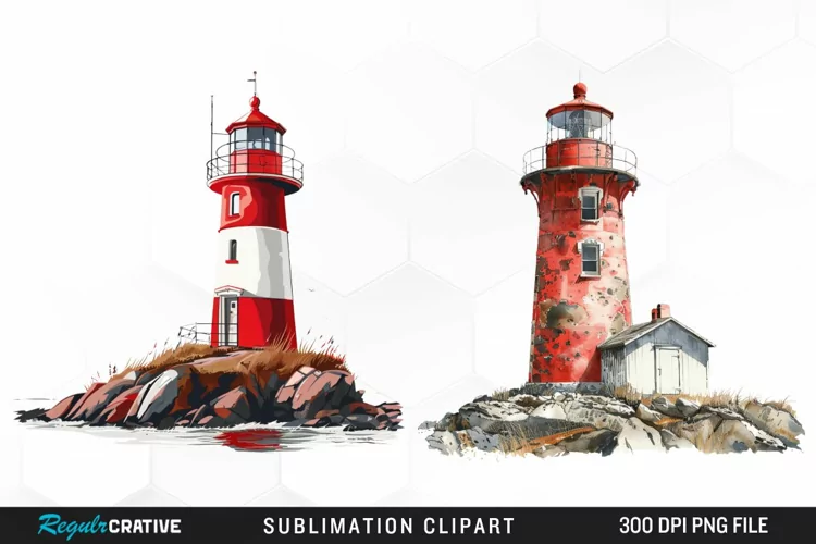 Watercolor Lighthouse Design Clipart