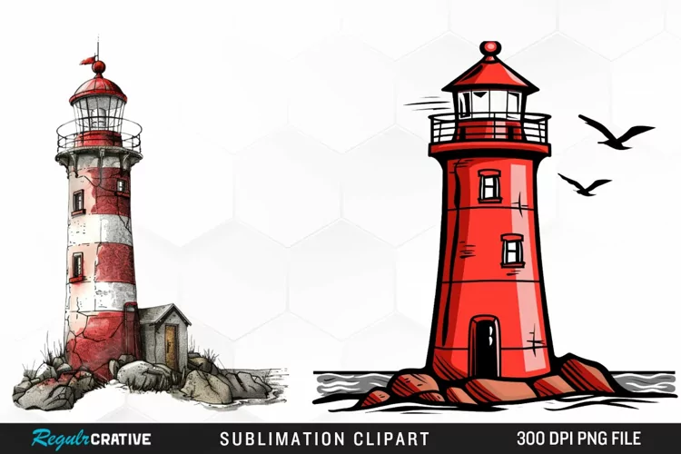 Watercolor Lighthouse Design Clipart