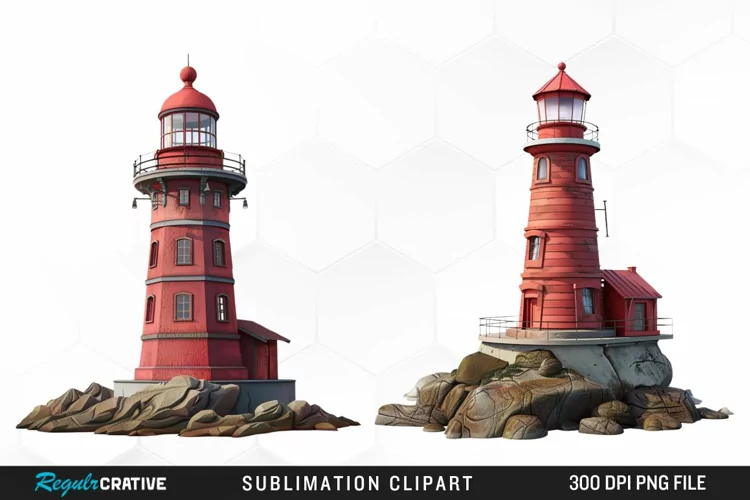 Watercolor Lighthouse Sublimation PNG Clipart