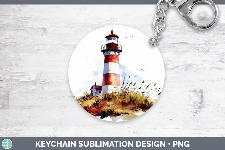 Watercolor Lighthouse Keychain Sublimation Keyring Designs