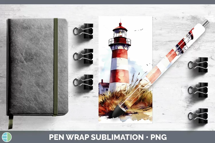 Watercolor Lighthouse Pen Wrap Sublimation Pen Designs