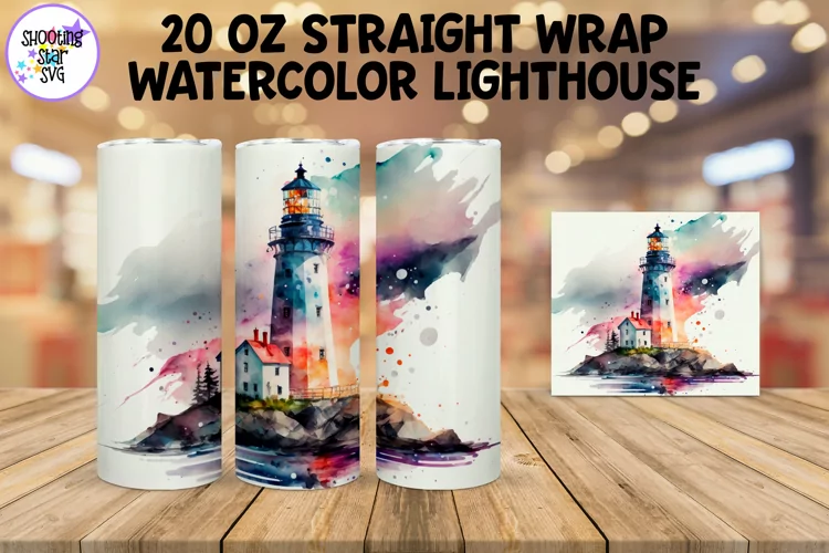 Watercolor Lighthouse Sublimation Tumbler Wrap
