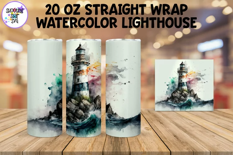 Watercolor Lighthouse Sublimation Tumbler Wrap