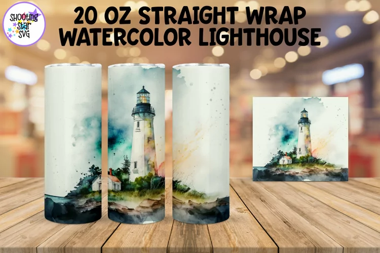 Watercolor Lighthouse Sublimation Tumbler Wrap