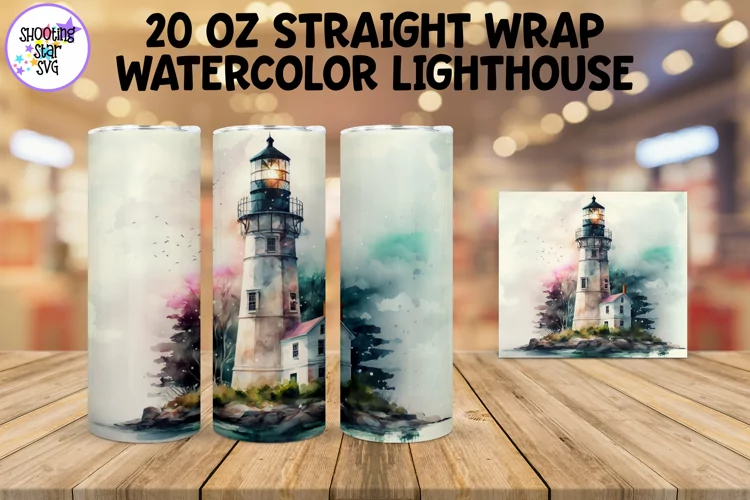 Watercolor Lighthouse Sublimation Tumbler Wrap