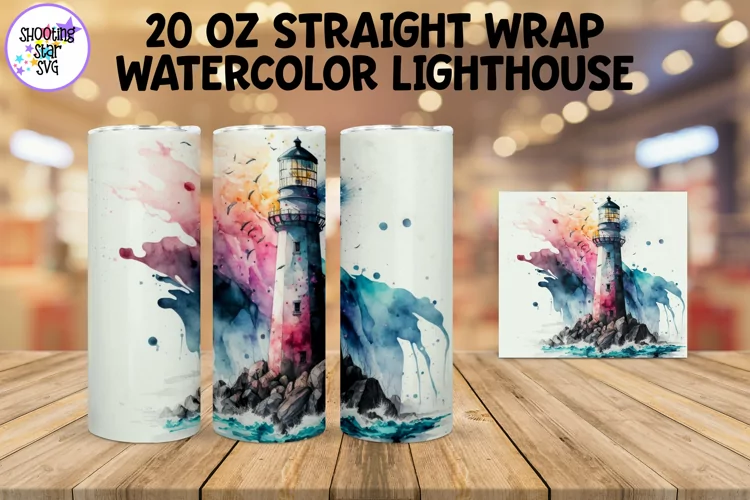 Watercolor Lighthouse Sublimation Tumbler Wrap