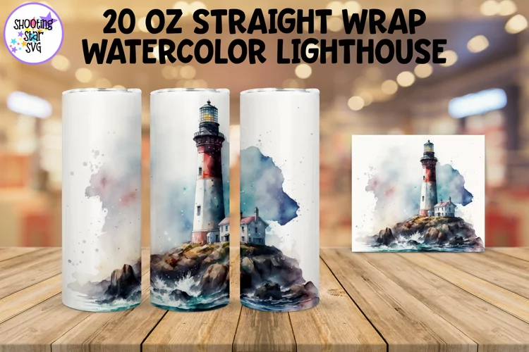 Watercolor Lighthouse Sublimation Tumbler Wrap
